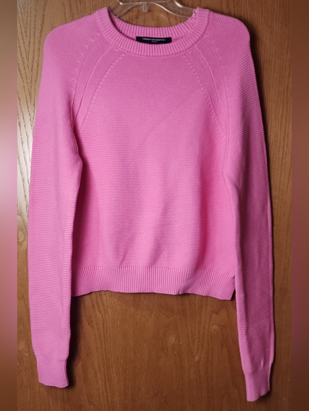 FRENCH CONNECTION Lilly Mozart Cropped Sweater Pink Crewneck Women's Sweater - Picture 3 of 9